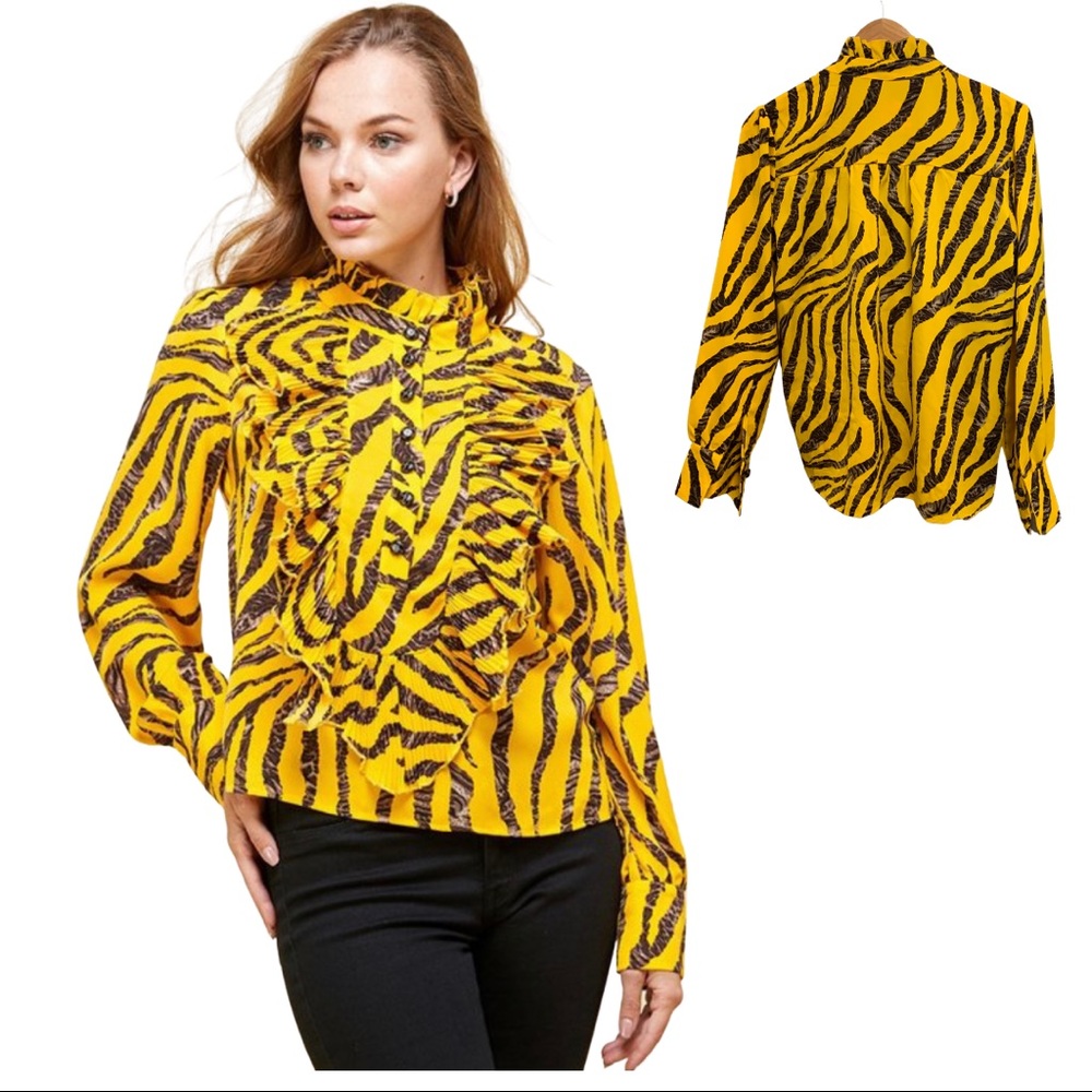 JJ’s Fairyland Animal Print Ruffled Blouse